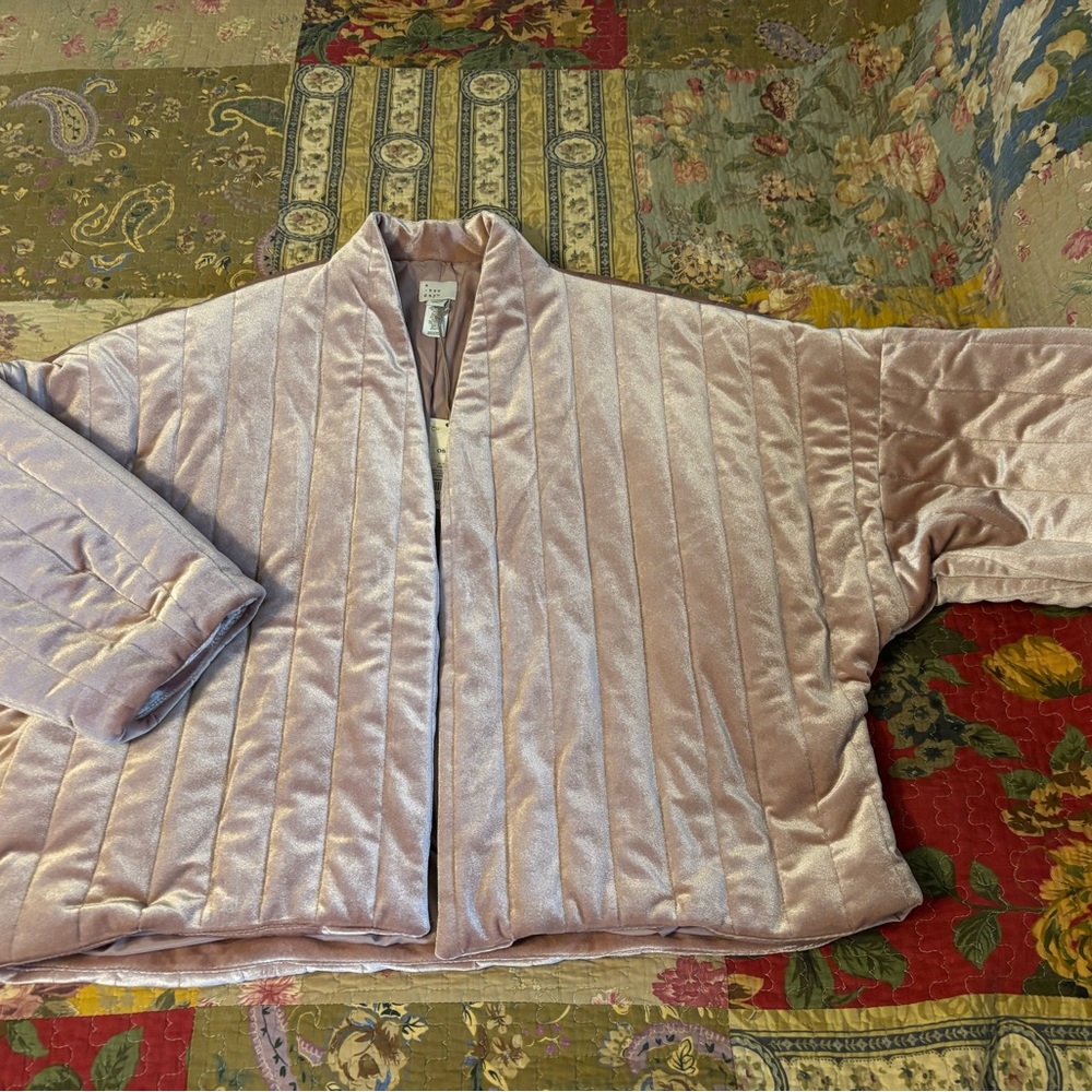 A NEW DAY Pink Quilted Jacket Velvet/velour NWT Woman's OSFM